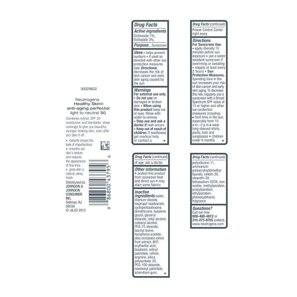Neutrogena Healthy Skin Anti-Aging Perfector with Retinol & Broad Spectrum SPF 20 Sunscreen - 10 Ivory to Fair