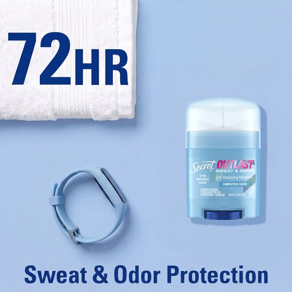 Secret Outlast Xtend Completely Clean Mini Invisible Solid Antiperspirant and Deodorant - Travel Size - 0.5oz