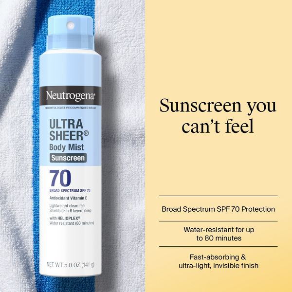 Neutrogena Ultra Sheer Sunscreen Spray, SPF 70, 5oz