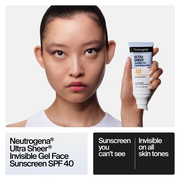Neutrogena Ultra Sheer Invisible Gel Facial Sunscreen - Water Resistant - SPF 40 - Travel Size - 1.7 fl oz
